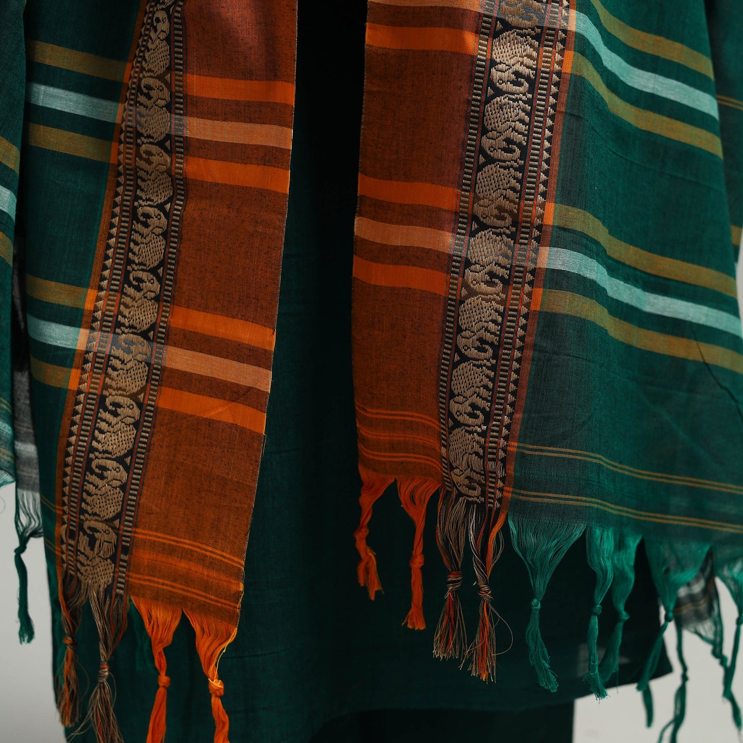  Green Cotton Dharwad Kurta Set with Palazzo & Dupatta