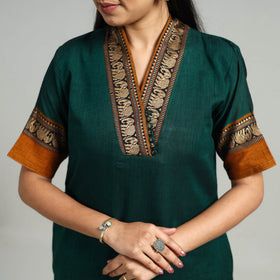  Green Cotton Dharwad Kurta Set with Palazzo & Dupatta