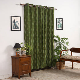 Green - cotton door pochampally ikat curtain (7 x 3 feet)