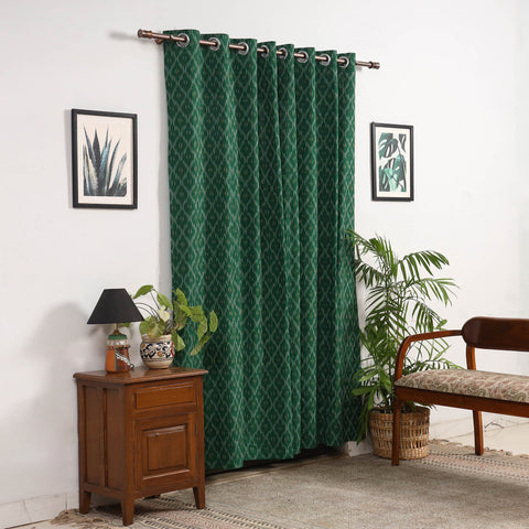 Green - cotton door pochampally ikat curtain (7 x 3 feet)