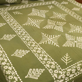 Buy Green Cotton Double Hand Batik Print Bed Sheet Set