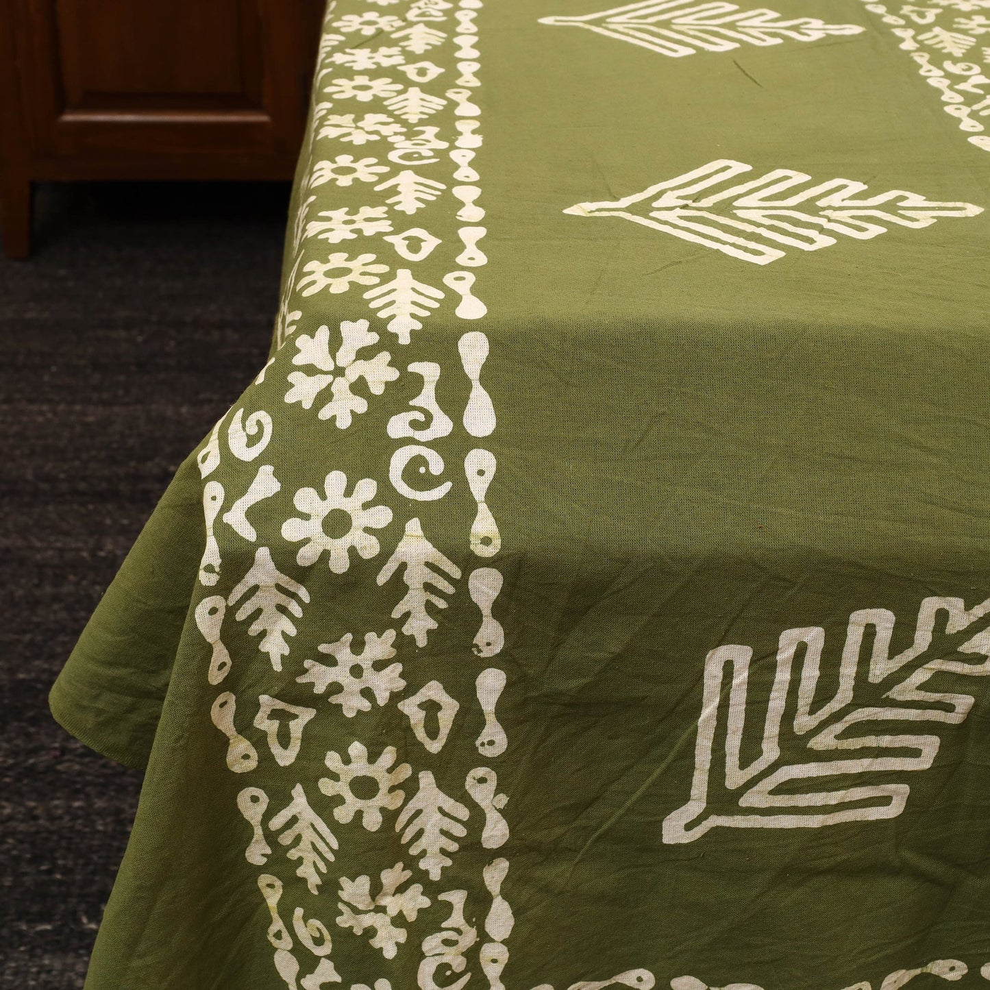 Buy Green Cotton Double Hand Batik Print Bed Sheet Set