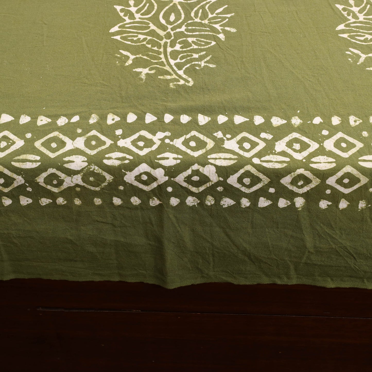 Buy Green Cotton Double Hand Batik Print Bed Sheet Set