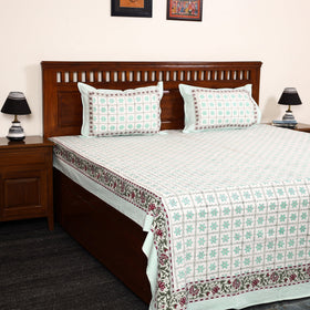 Green - Block Print Cotton Double Sanganeri Bed Sheet 34