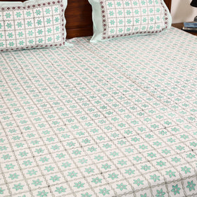 Green - Block Print Cotton Double Sanganeri Bed Sheet 34