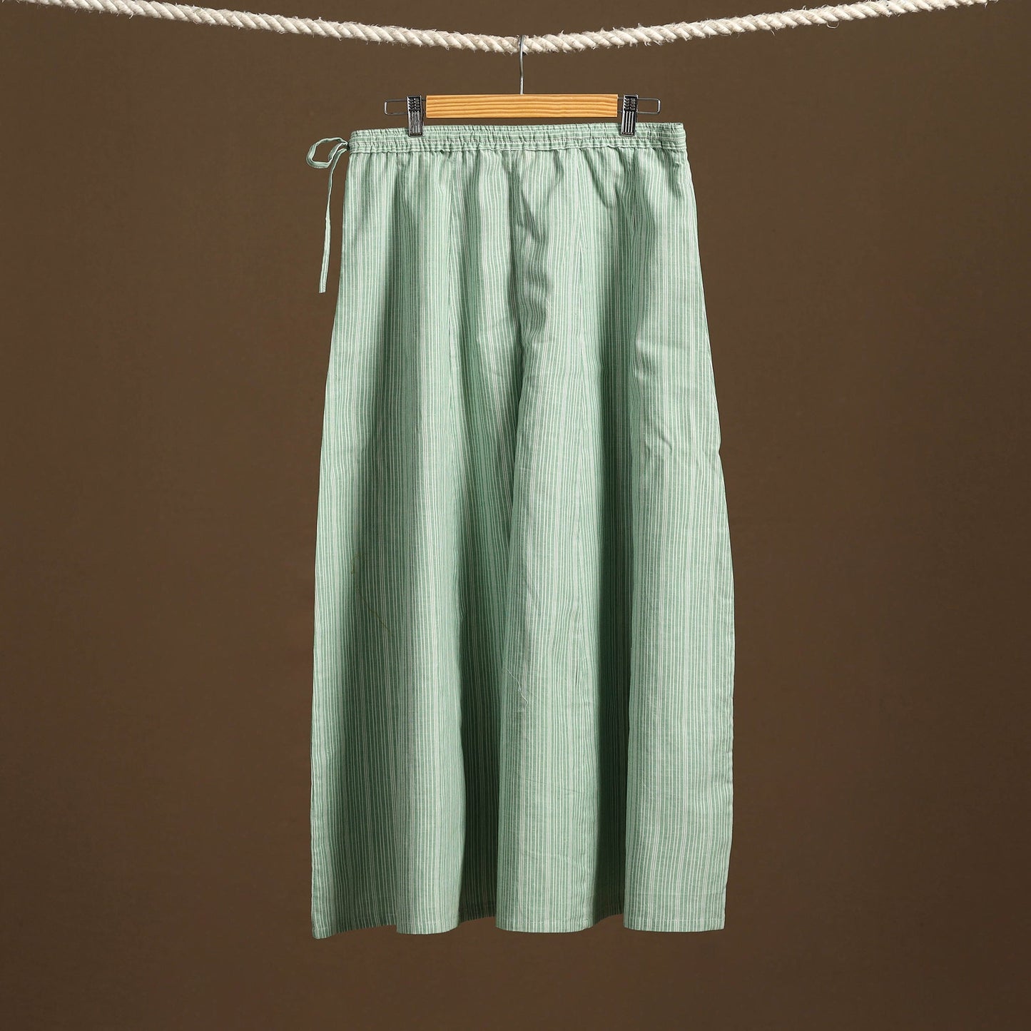 Green - cotton flared jacquard weave palazzo 04