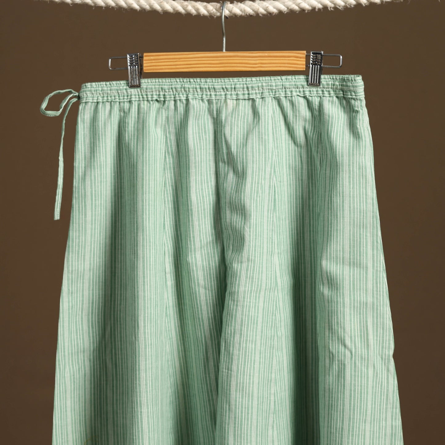 Green - cotton flared jacquard weave palazzo 04