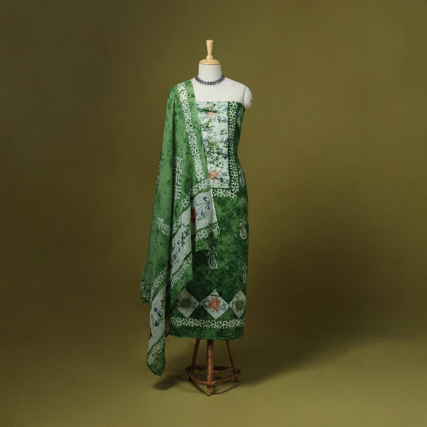 Pink - cotton hand batik 3pc unstitched dress material 01