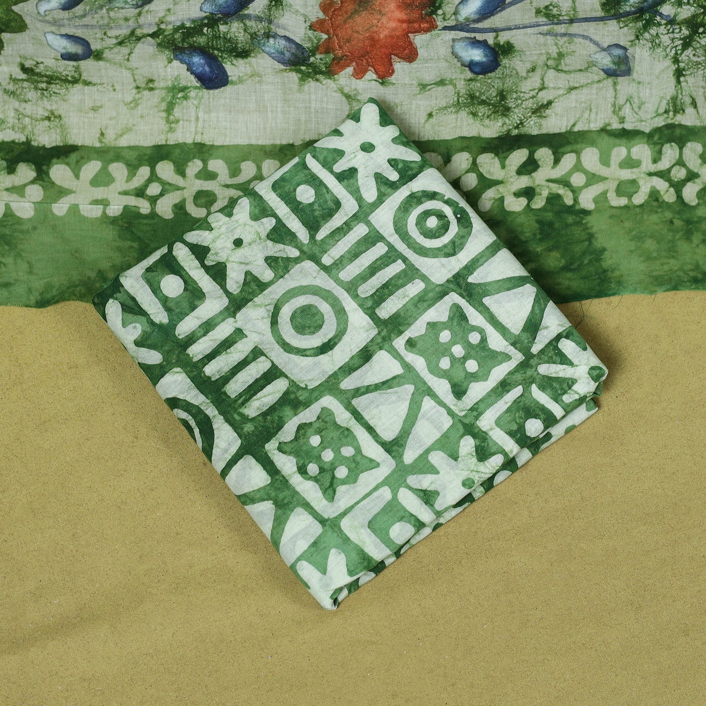 Pink - cotton hand batik 3pc unstitched dress material 01