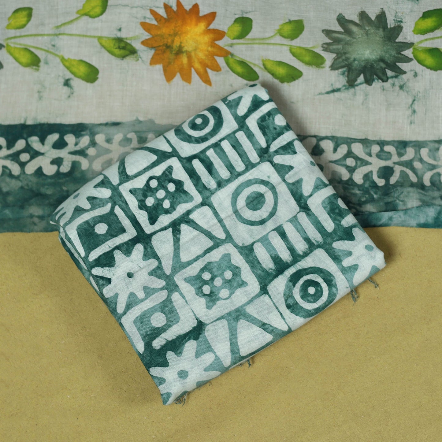 Pink - cotton hand batik 3pc unstitched dress material 02