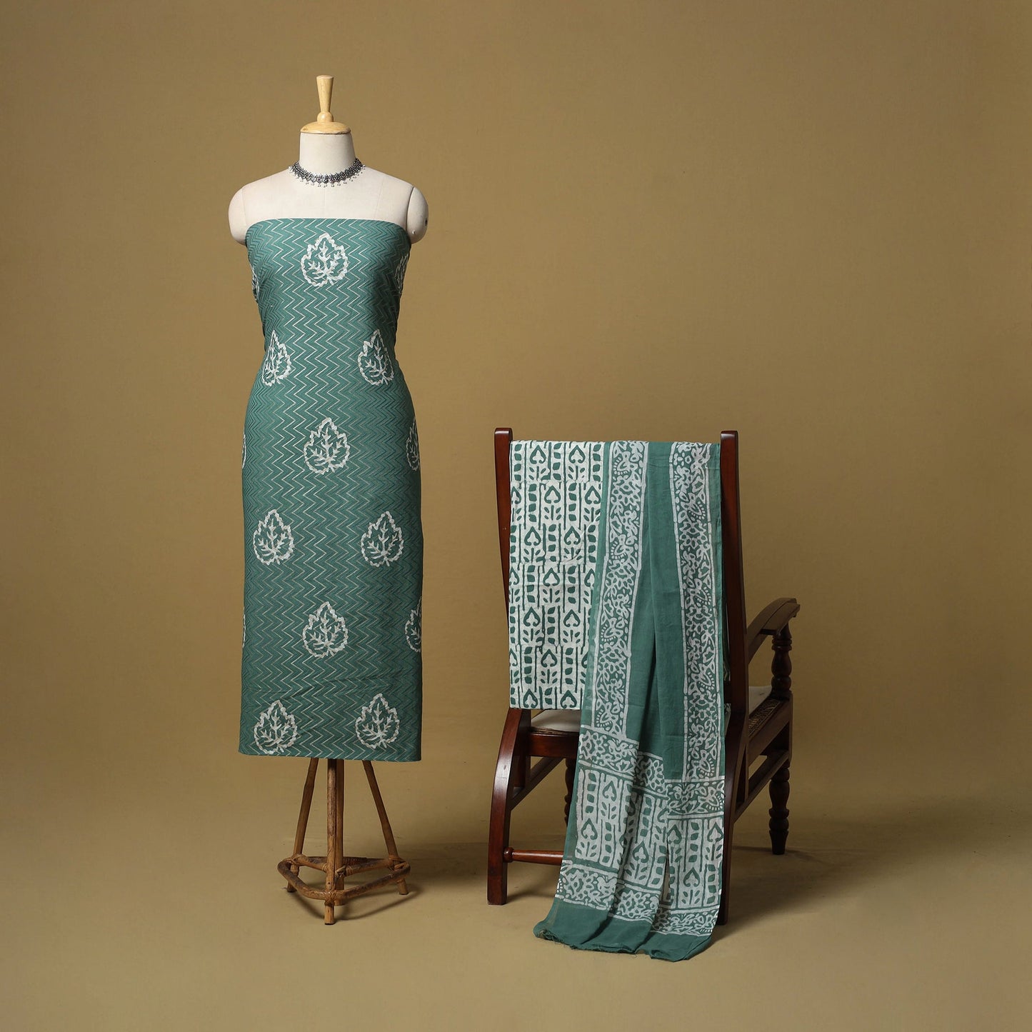 Cotton hand batik 3pc unstitched dress material 06