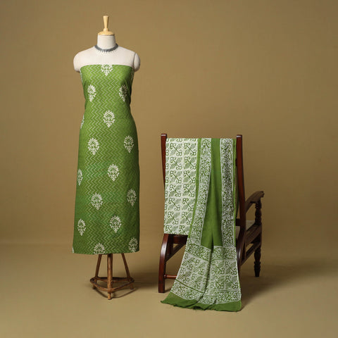 Cotton hand batik 3pc unstitched dress material 09