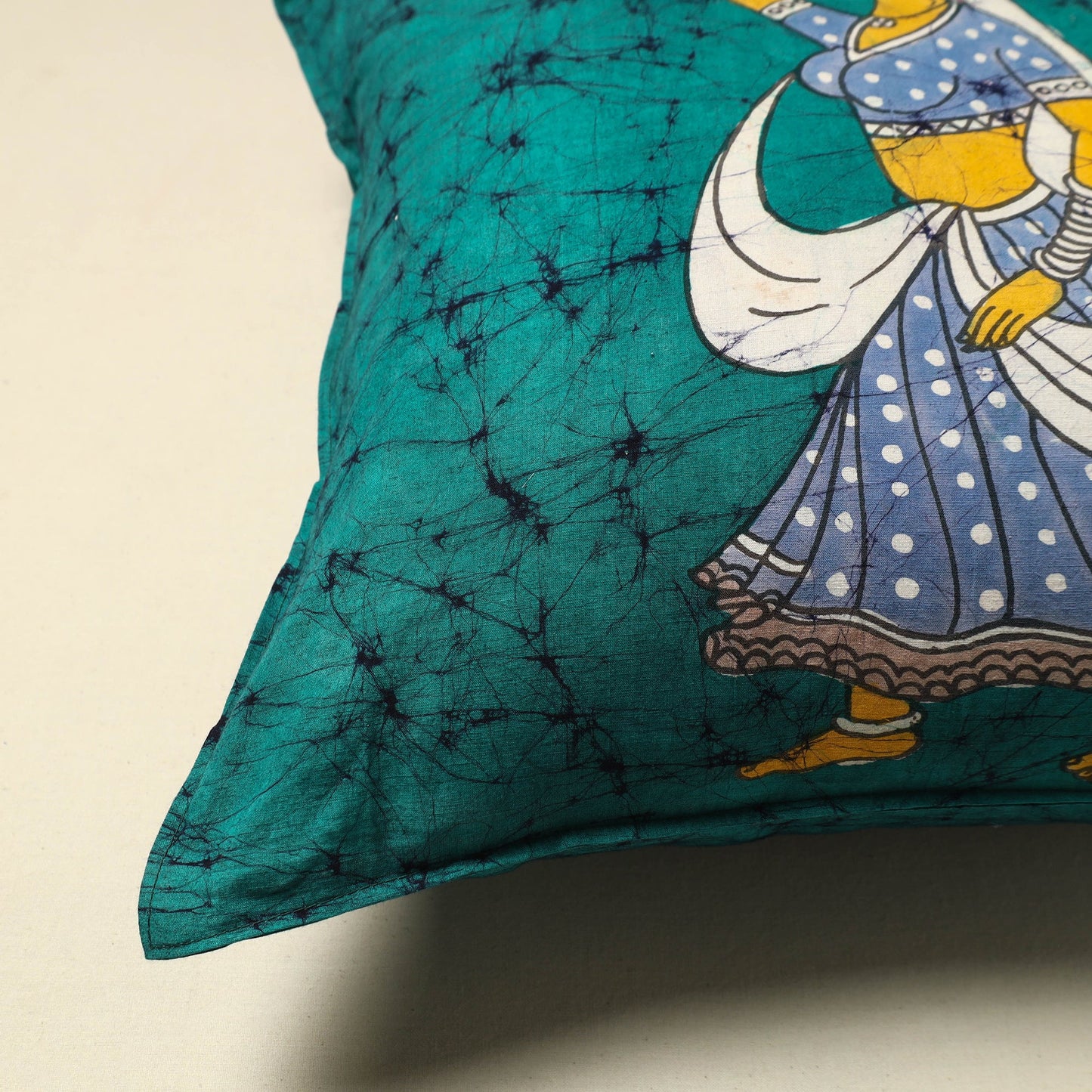 Green - cotton hand batik cushion cover (18 x 18 in) 01