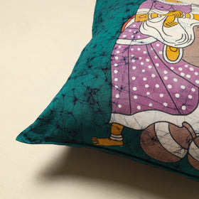 Green - cotton hand batik cushion cover (18 x 18 in) 02