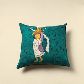 Green - cotton hand batik cushion cover (18 x 18 in) 08