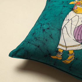 Green - cotton hand batik cushion cover (18 x 18 in) 08