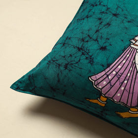 Green - cotton hand batik cushion cover (18 x 18 in) 09