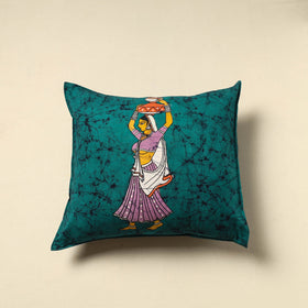 Green - cotton hand batik cushion cover (18 x 18 in) 09