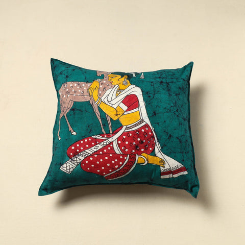 Green - cotton hand batik cushion cover (18 x 18 in) 10