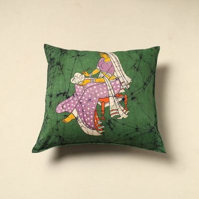 Green - cotton hand batik cushion cover (18 x 18 in) 58