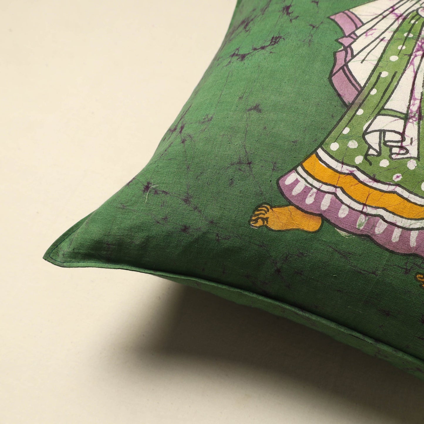 Buy Green Pure Cotton Hand Batik Cushion Cover