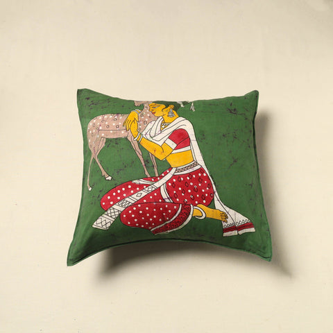 Green Cotton Hand Batik Cushion Cover