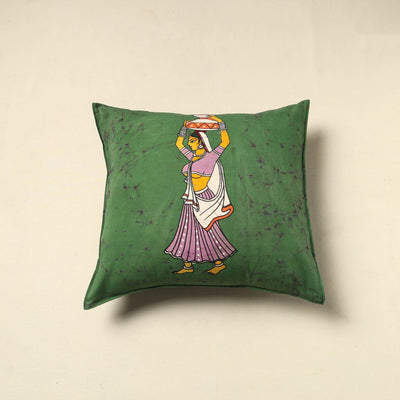 Green - cotton hand batik cushion cover (18 x 18 in) 85