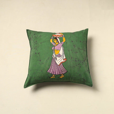 Green - cotton hand batik cushion cover (18 x 18 in) 85