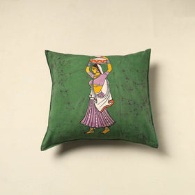 Green - cotton hand batik cushion cover (18 x 18 in) 85