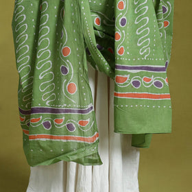  Green Cotton Hand Batik Print Dupatta