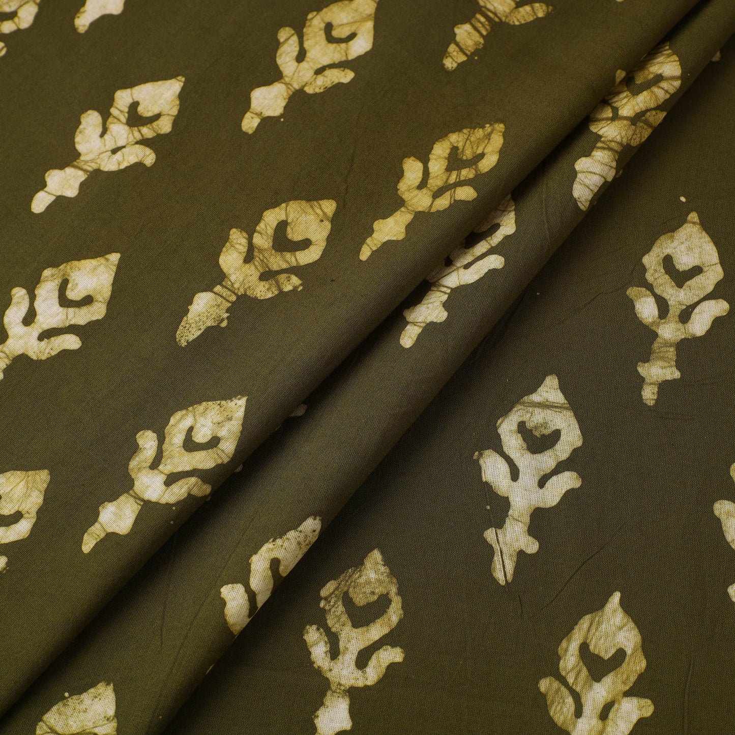 Green Cotton Hand Batik Print Fabric