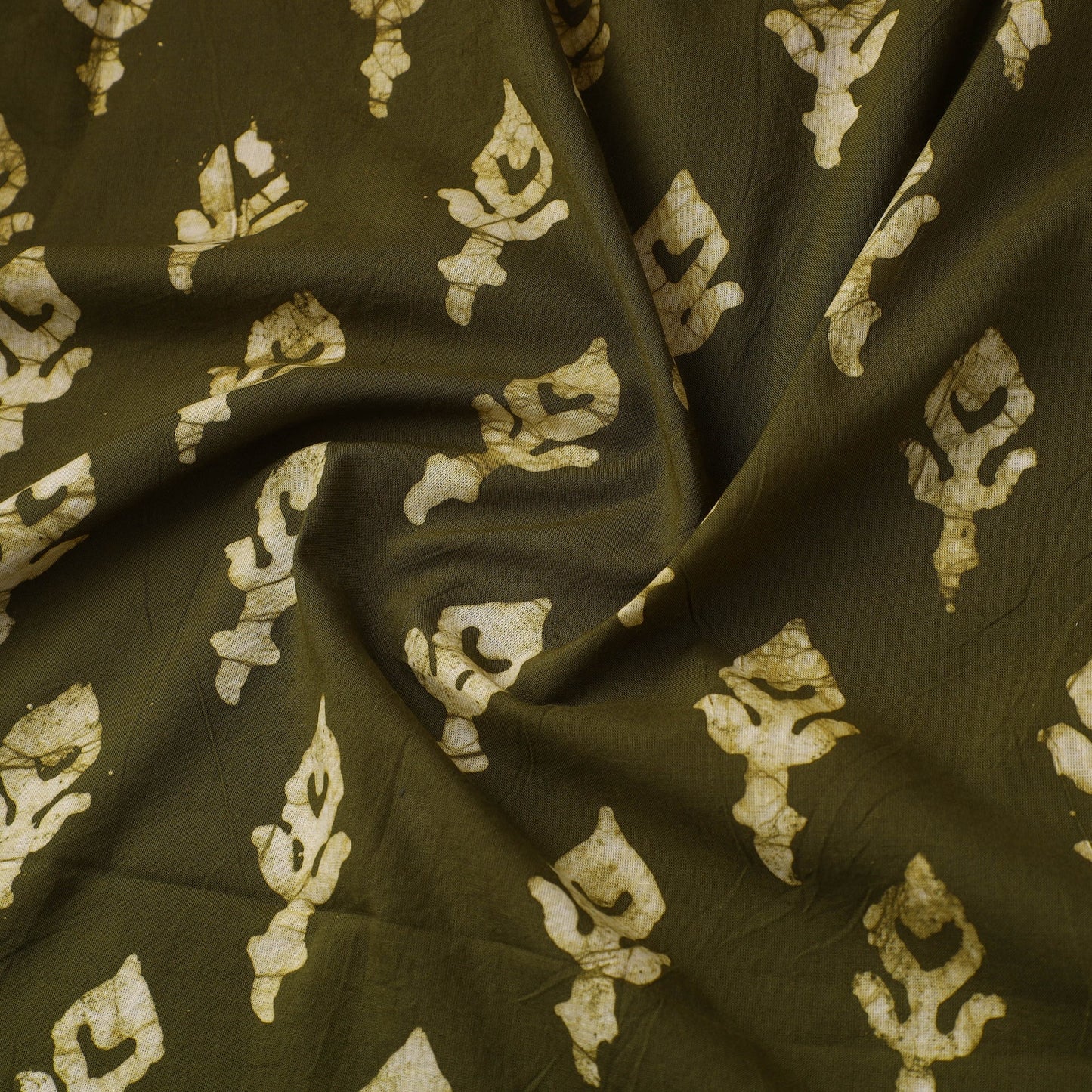 Green Cotton Hand Batik Print Fabric