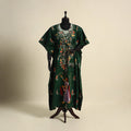 Green - cotton hand batik kaftan with tie-up waist (long)