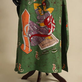 Green - cotton hand batik kaftan with tie-up waist (long)
