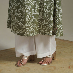 Green Cotton Hand Batik Print Kurta Set (Set of 3)