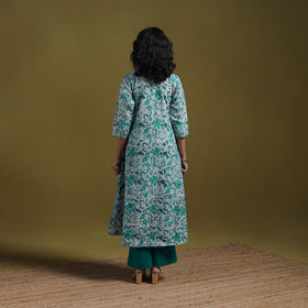 Cotton hand batik a-line kurta for women 22 - handcrafted