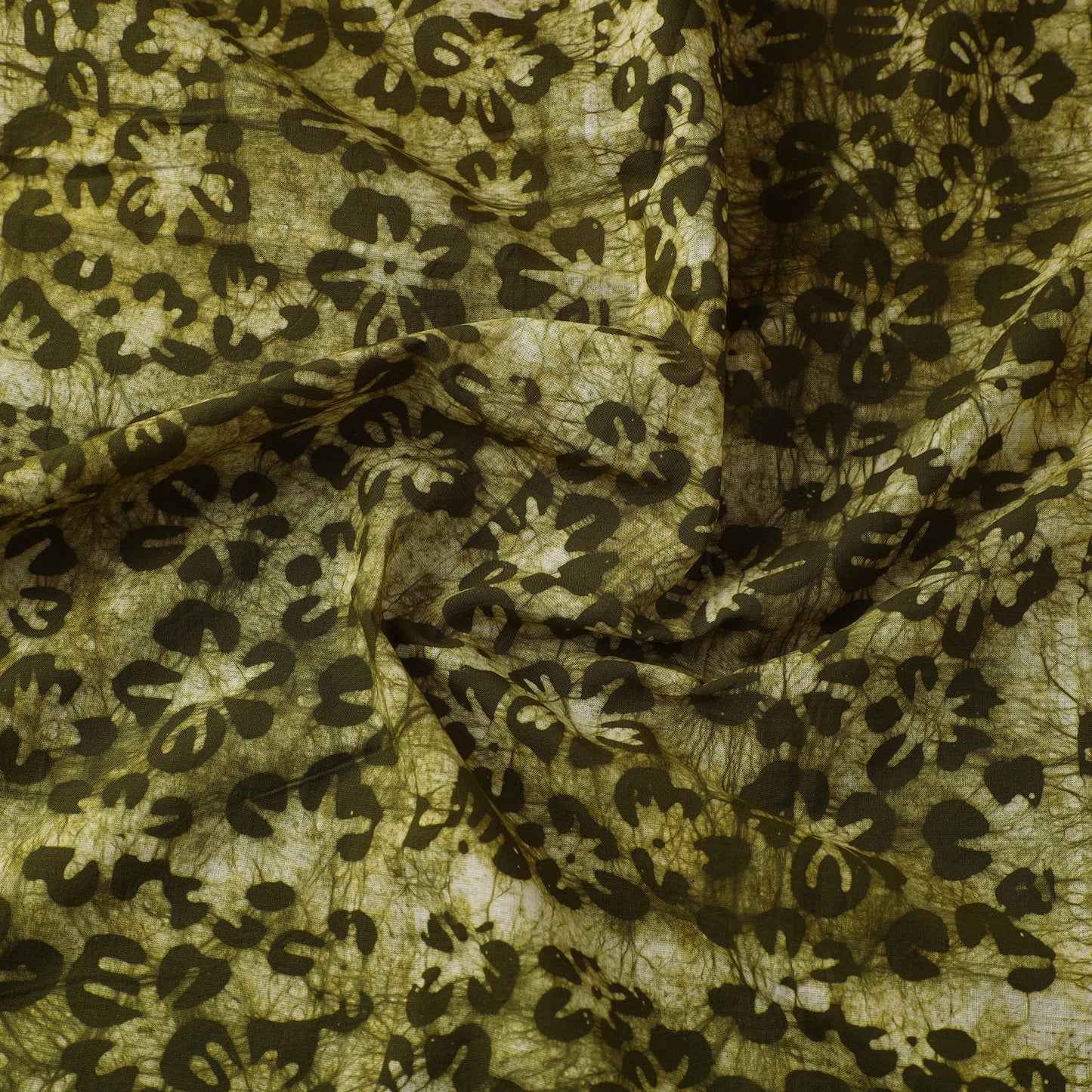 Green Cotton Hand Batik Print Fabric