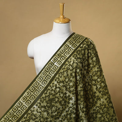 Green Cotton Hand Batik Print Fabric