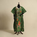 Green - cotton hand batik kaftan with tie-up waist (long)