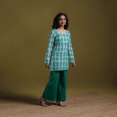 Cotton hand batik short kurta for women 02 - handcrafted