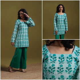 Cotton hand batik short kurta for women 02 - handcrafted