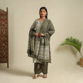 Buy Green Cotton Hand Batik Print Suit Set