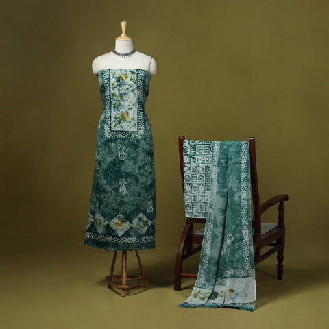 Pink - cotton hand batik 3pc unstitched dress material 02