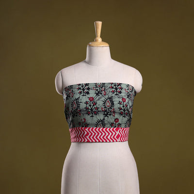 Cotton hand block batik print blouse piece 61 - handcrafted