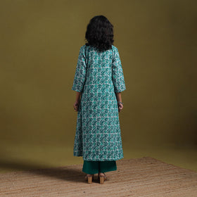 Cotton hand batik a-line kurta for women 14 - handcrafted