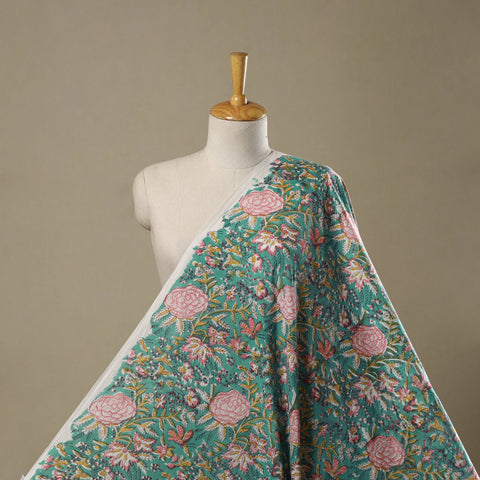 Cotton hand block sanganeri print fabric 01 - handcrafted