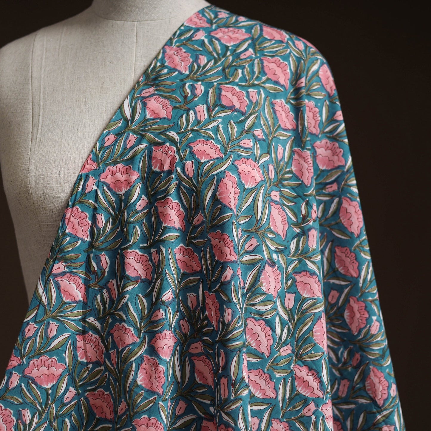 Cotton hand block sanganeri print fabric 20 - handcrafted