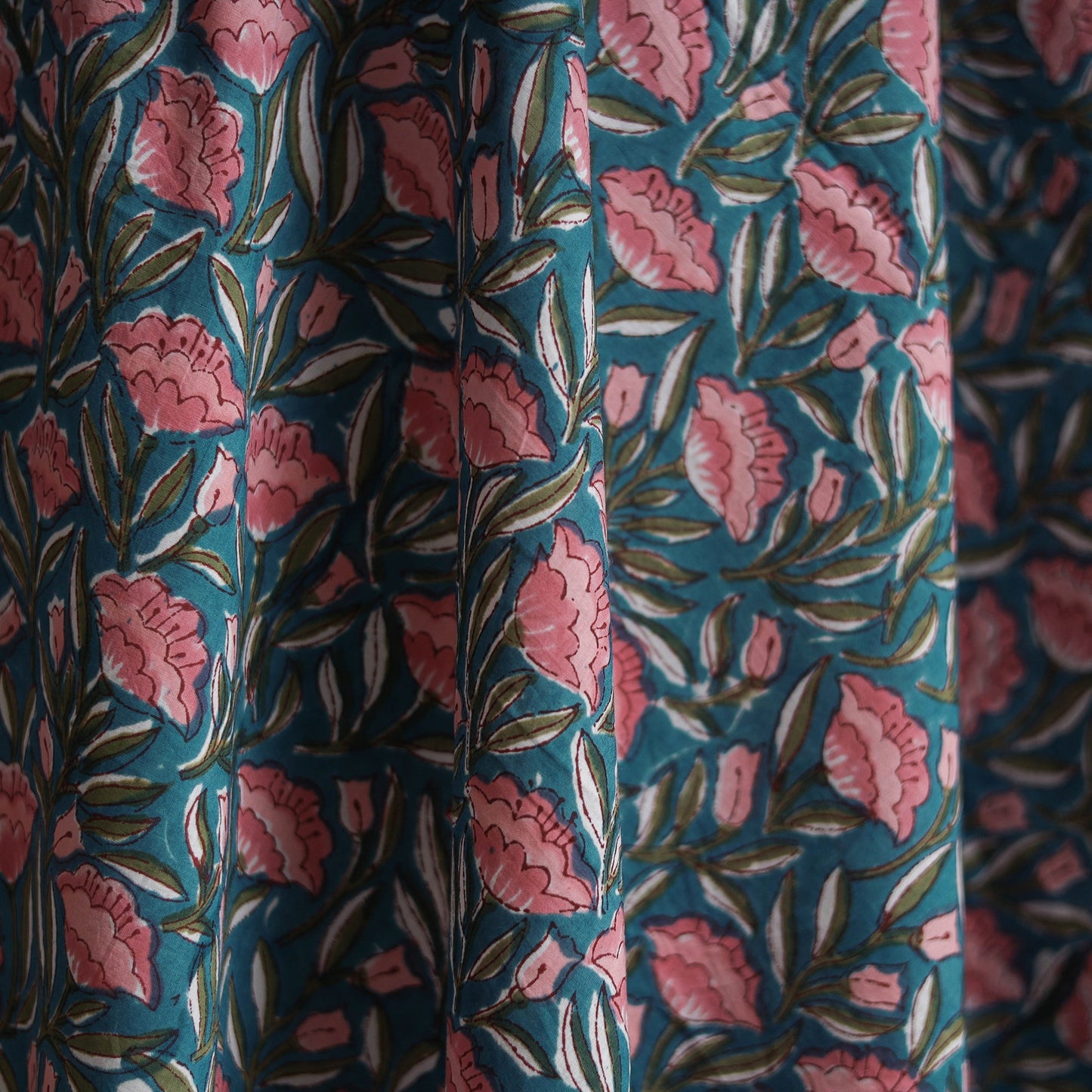 Cotton hand block sanganeri print fabric 20 - handcrafted
