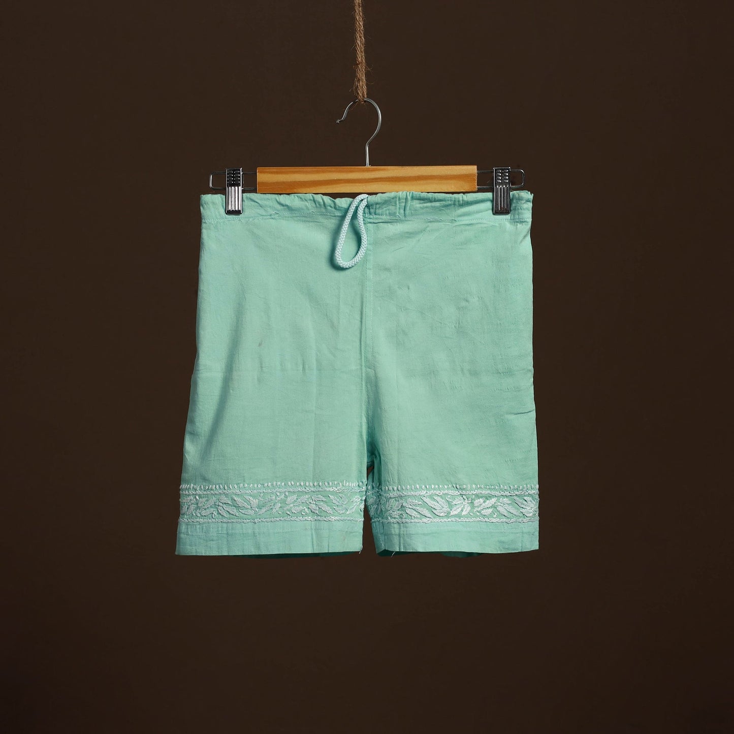 Green - cotton hand embroidery chikankari short 02