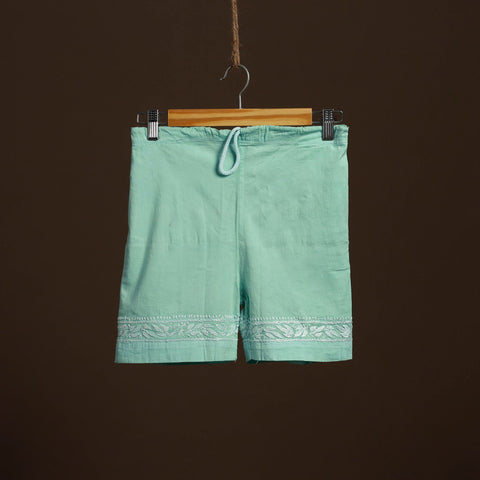 Green - cotton hand embroidery chikankari short 02